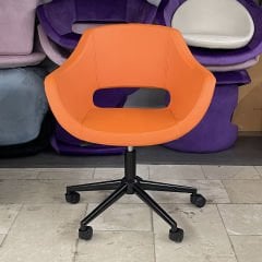 Store Çalışma Sandalyesi Turuncu Deri - Siyah Boya