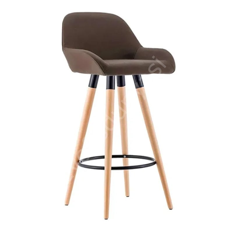 Aura Ahşap Ayaklı Bar Sandalyesi Kahve - 65 cm