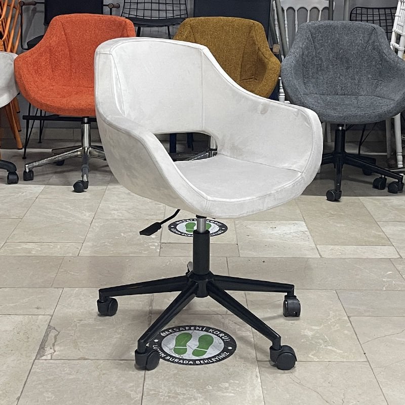 Store Çalışma Sandalyesi Krem Kumaş - Siyah Boya