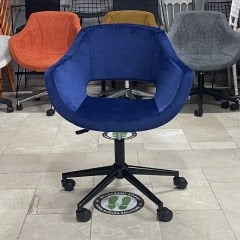 Store Çalışma Sandalyesi Lacivert Kumaş - Siyah Boya