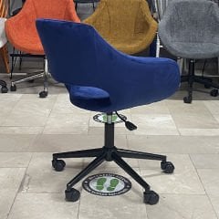Store Çalışma Sandalyesi Lacivert Kumaş - Siyah Boya