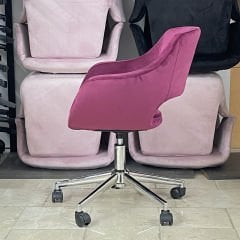 Store Çalışma Sandalyesi Bordo Kumaş - Krom