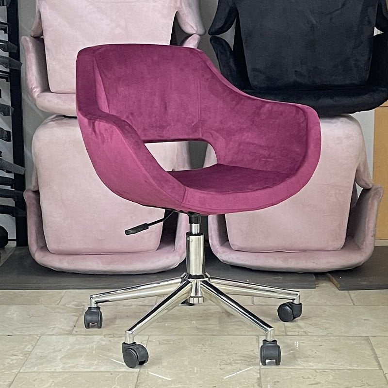 Store Çalışma Sandalyesi Bordo Kumaş - Krom