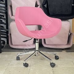 Store Çalışma Sandalyesi Pembe Deri - Krom