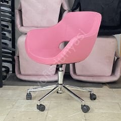 Store Çalışma Sandalyesi Pembe Deri - Krom