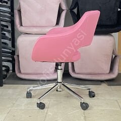 Store Çalışma Sandalyesi Pembe Deri - Krom