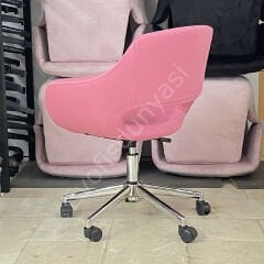 Store Çalışma Sandalyesi Pembe Deri - Krom