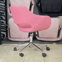 Store Çalışma Sandalyesi Pembe Deri - Krom