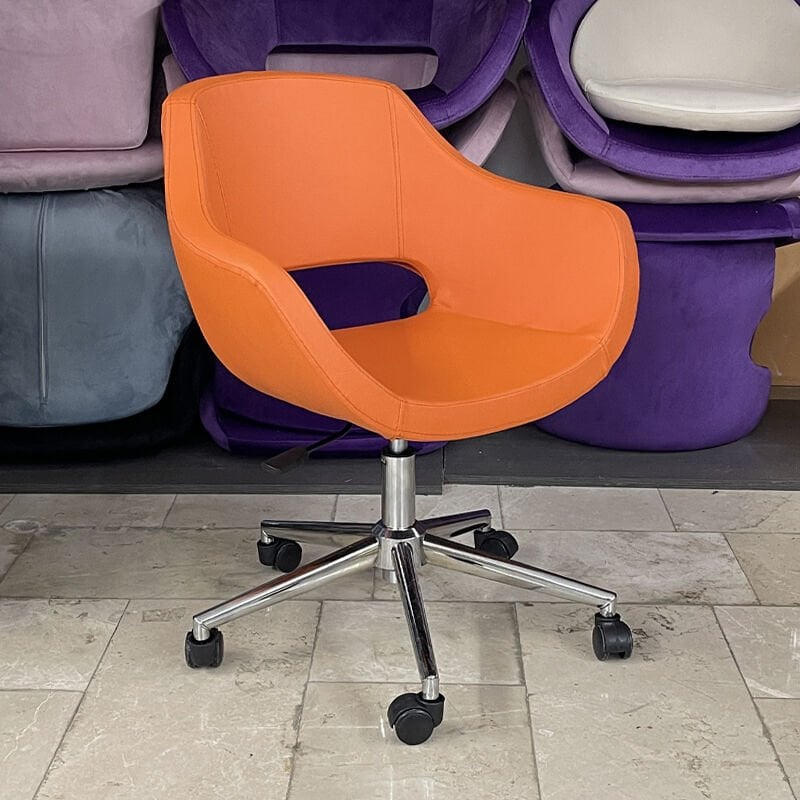 Store Çalışma Sandalyesi Turuncu Deri - Krom