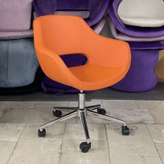 Store Çalışma Sandalyesi Turuncu Deri - Krom