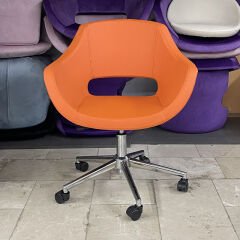Store Çalışma Sandalyesi Turuncu Deri - Krom