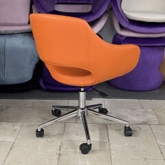 Store Çalışma Sandalyesi Turuncu Deri - Krom