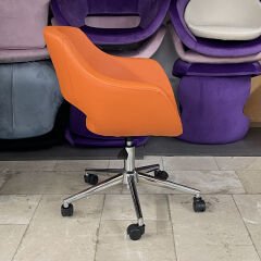 Store Çalışma Sandalyesi Turuncu Deri - Krom