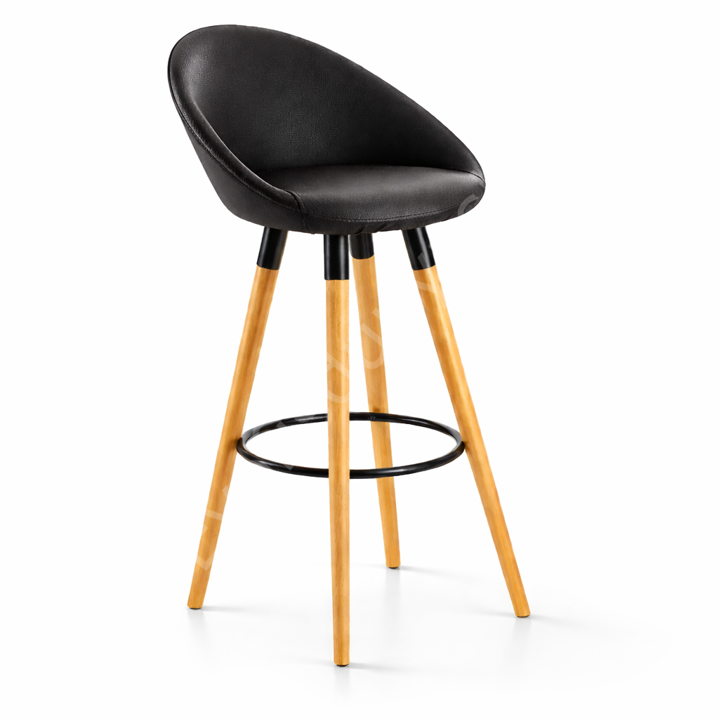Laria Ahşap Ayaklı Bar Sandalyesi 75 cm - Siyah