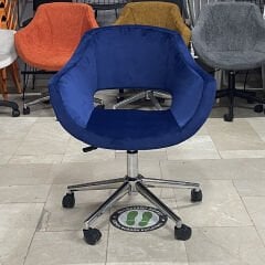 Store Çalışma Sandalyesi Lacivert Kumaş - Krom