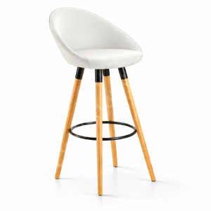 Laria Ahşap Ayaklı Bar Sandalyesi 75 cm - Beyaz