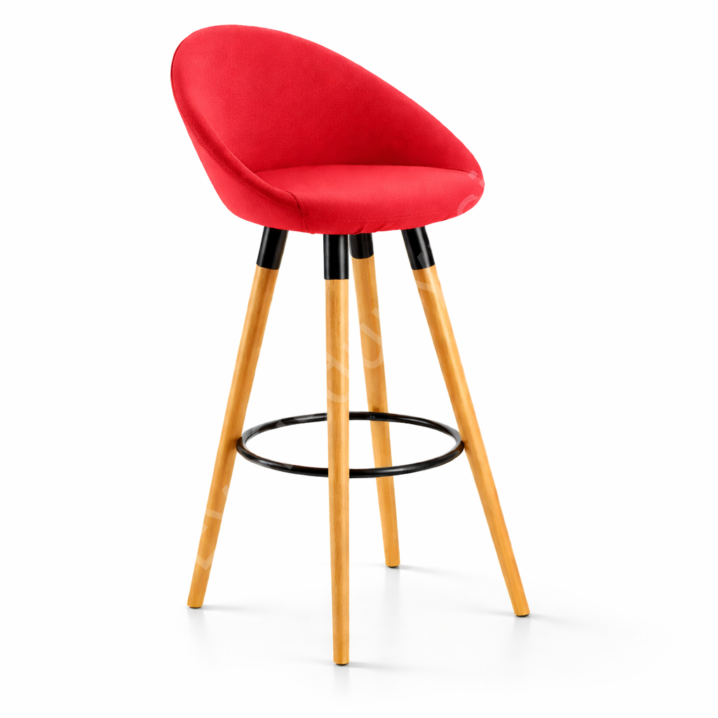 Laria Ahşap Ayaklı Bar Sandalyesi 65 cm - Kırmızı