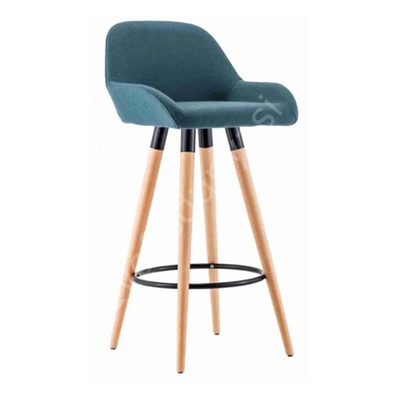 Aura Ahşap Ayaklı Bar Sandalyesi 75 cm - Turkuaz