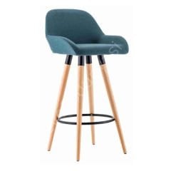 Aura Ahşap Ayaklı Bar Sandalyesi 75 cm - Turkuaz