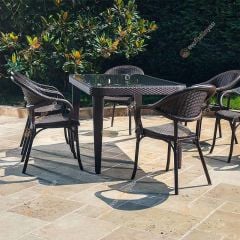 Viyana 90x150 cm Rattan 6 Kişilik Camlı Masa Takımı