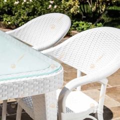 Viyana 90x150 cm Rattan 6 Kişilik Camlı Masa Takımı