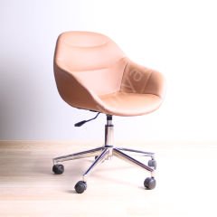 Arf Krom Ayaklı Çalışma Sandalyesi Taba