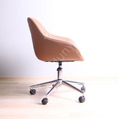 Arf Krom Ayaklı Çalışma Sandalyesi Taba