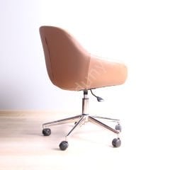 Arf Krom Ayaklı Çalışma Sandalyesi Taba