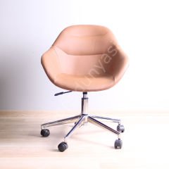 Arf Krom Ayaklı Çalışma Sandalyesi Taba