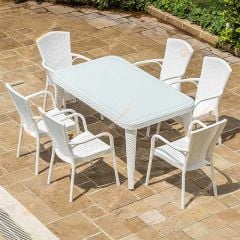 Milano 90x150 cm Rattan 6 Kişilik Camlı Masa Takımı