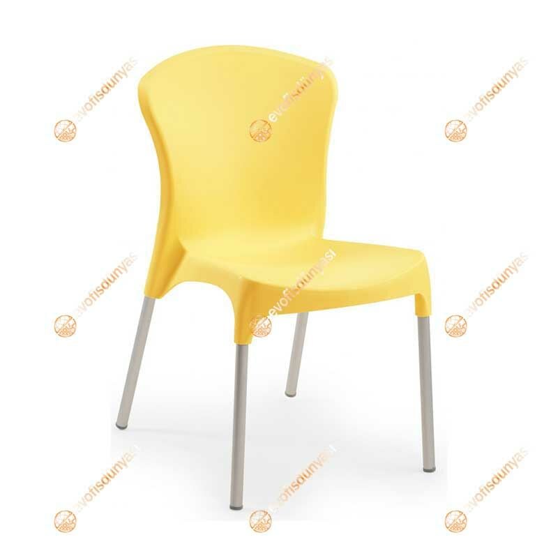 Stella Alüminyum Ayaklı PP Plastik Sandalye Sarı