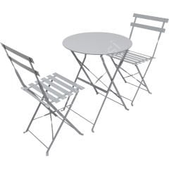 Biga Katlanır Metal Masa Sandalye Takımı Gri