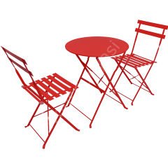 Biga Katlanır Metal Masa Sandalye Takımı Kırmızı