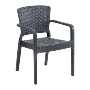 Feyza Rattan Görünümlü Kollu Sandalye Kahve