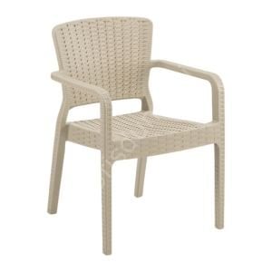 Feyza Rattan Görünümlü Kollu Sandalye Kahve