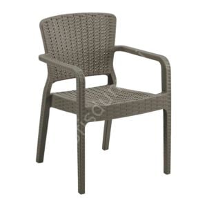 Feyza Rattan Görünümlü Kollu Sandalye Kahve