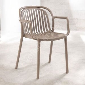Pure Modern Kollu Plastik Sandalye Cappucino