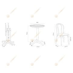 Grenada Katlanır Masa Takımı 2 Kişilik