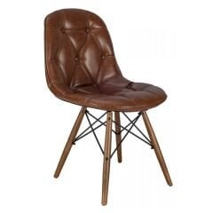 Eames Kapitoneli Ahşap Sandalye