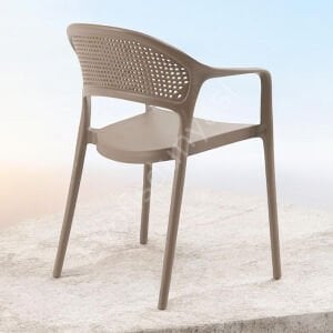 Fares Modern Kollu Plastik Sandalye Cappucino