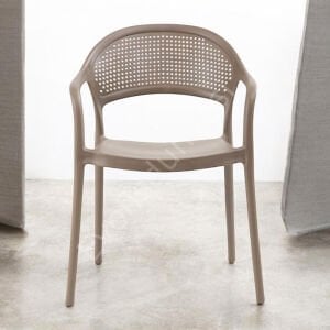 Fares Modern Kollu Plastik Sandalye Cappucino