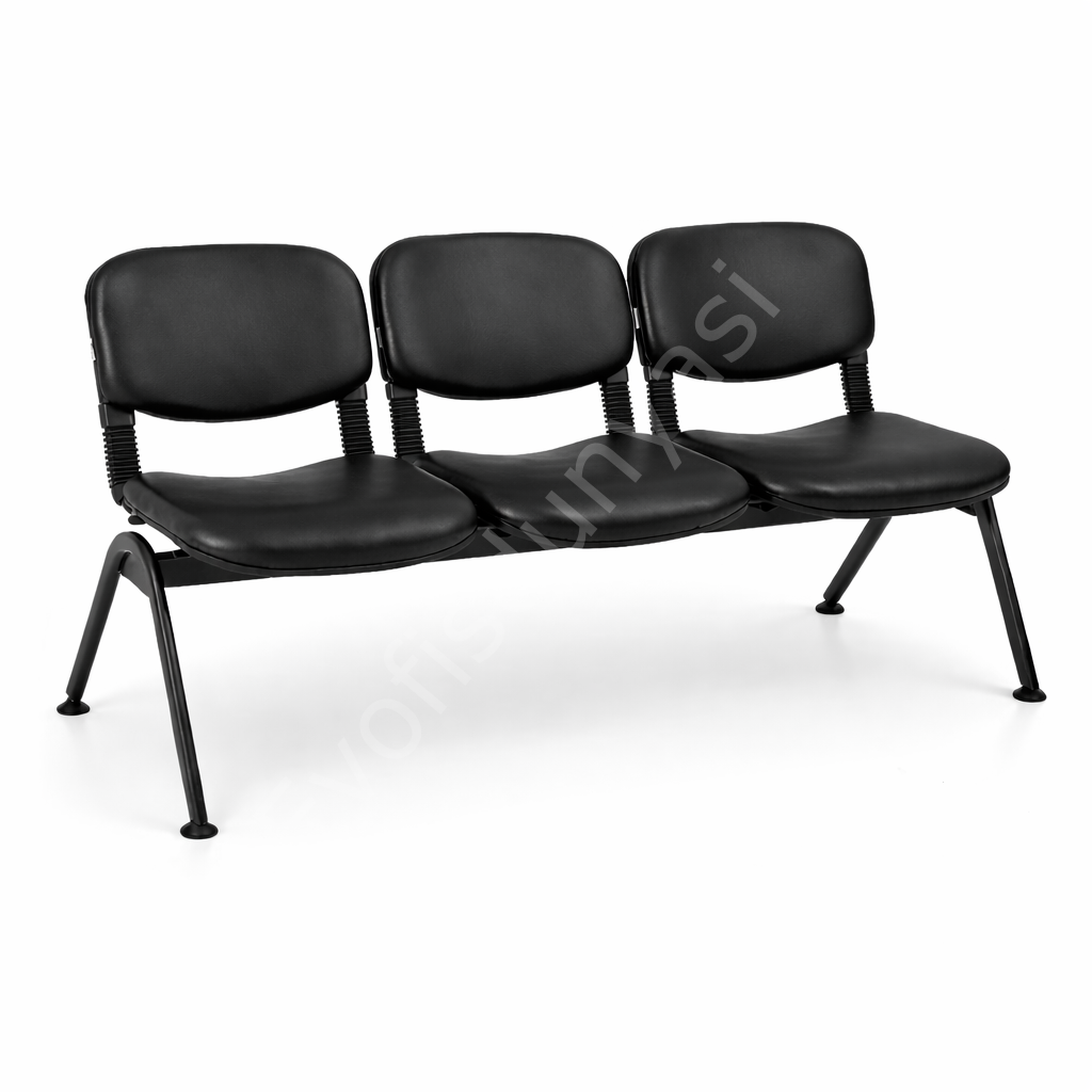 Form Üçlü Bekleme Koltuğu Boyalı Siyah