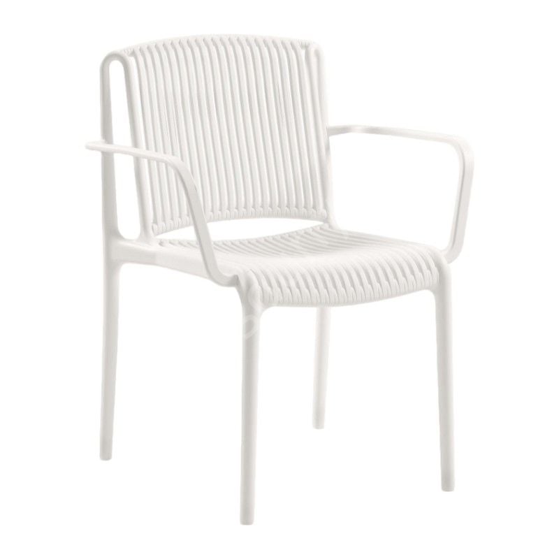 Tropik Plastik Sandalye Kollu Beyaz