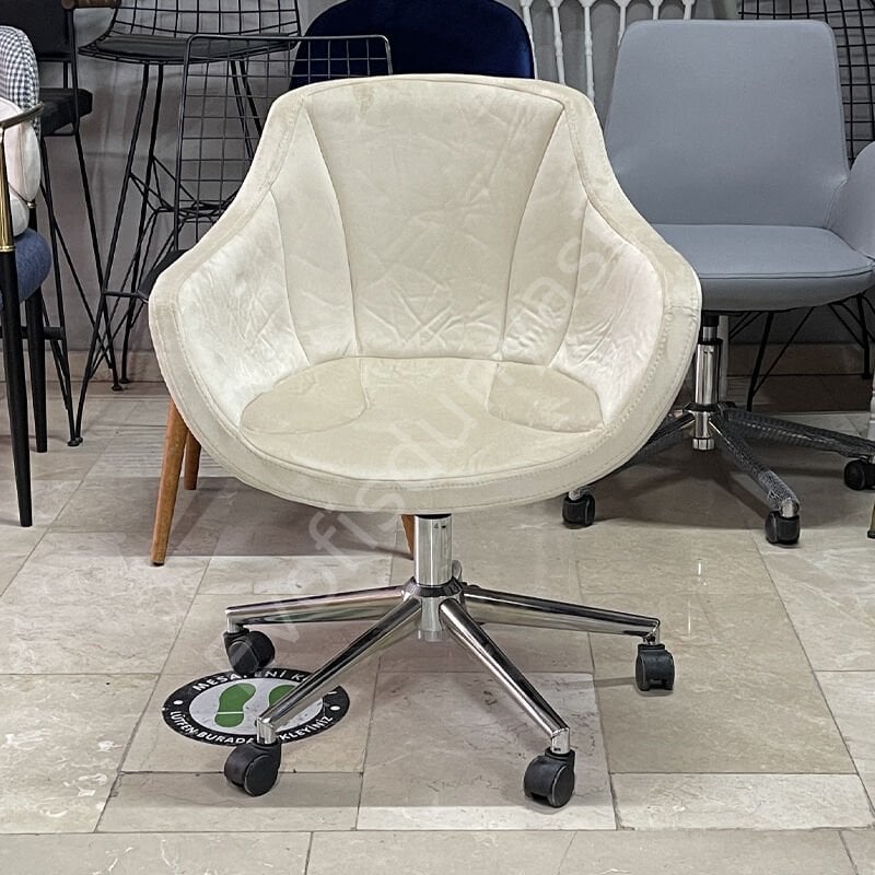 Megan Bilgisayar ve Çalışma Koltuğu Krem - Krom