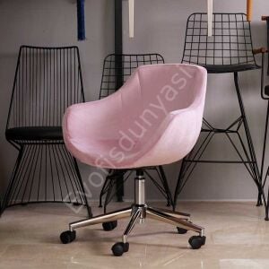 Megan Bilgisayar ve Çalışma Koltuğu Pembe - Krom