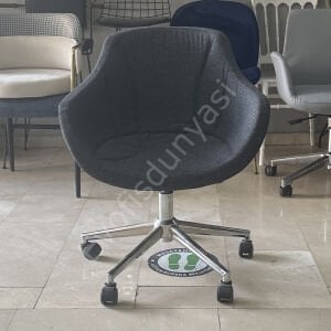 Megan Bilgisayar ve Çalışma Koltuğu Keten Gri - Krom