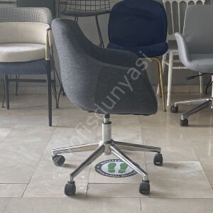 Megan Bilgisayar ve Çalışma Koltuğu Keten Gri - Krom