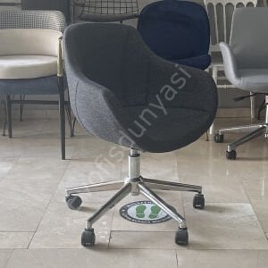 Megan Bilgisayar ve Çalışma Koltuğu Keten Gri - Krom