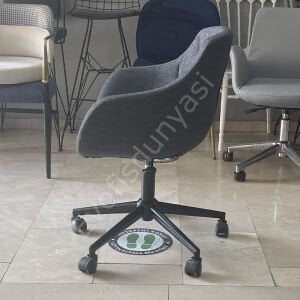 Megan Bilgisayar ve Çalışma Koltuğu Keten Gri - Siyah Boya