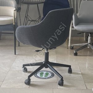 Megan Bilgisayar ve Çalışma Koltuğu Keten Gri - Siyah Boya